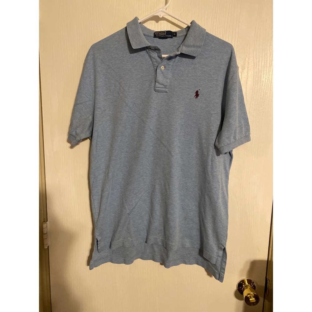 Polo Ralph Lauren Mens Med Light Blue Heather Short Sleeve Pony Logo Polo 0600
